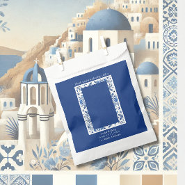 Grieks blauw en wit elegante bruiloft bedankzakje