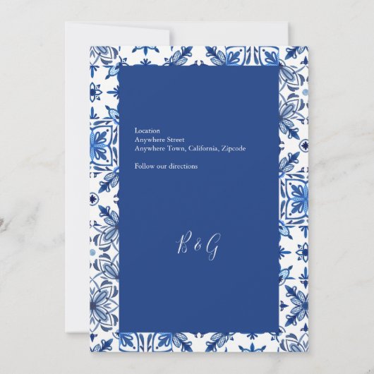 Grieks Blauw en Wit Elegante bruiloft Save the Dat Kaart (Achterkant)