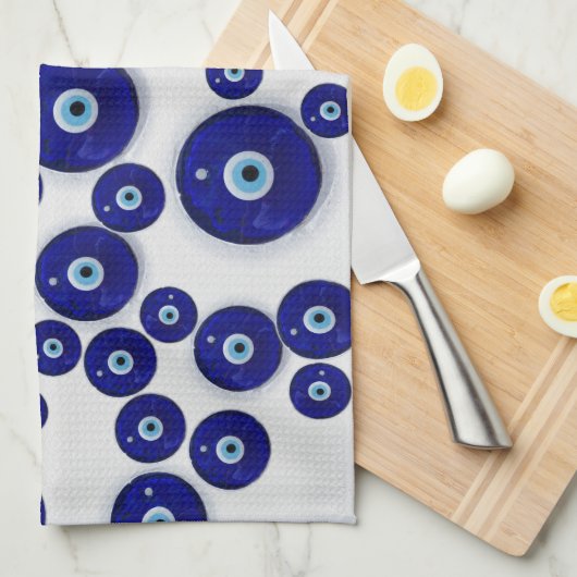 Grieks blauw glazen boze oor ampulet theedoek (Quarter Fold)