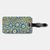 Grieks blauw glazen flessenoog bagagelabel (Achterkant horizontaal)