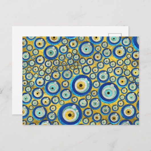 Grieks blauw glazen flessenoog briefkaart (Voorkant / Achterkant)