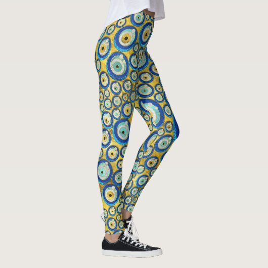 Grieks blauw glazen flessenoog leggings (Rechts)