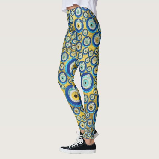 Grieks blauw glazen flessenoog leggings (Links)