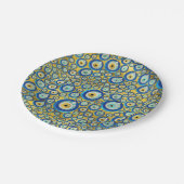 Grieks blauw glazen flessenoog papieren bordje (Gekanteld)