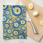 Grieks blauw glazen flessenoog theedoek (Quarter Fold)