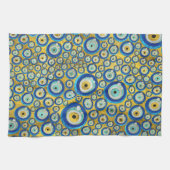 Grieks blauw glazen flessenoog theedoek (Horizontaal)