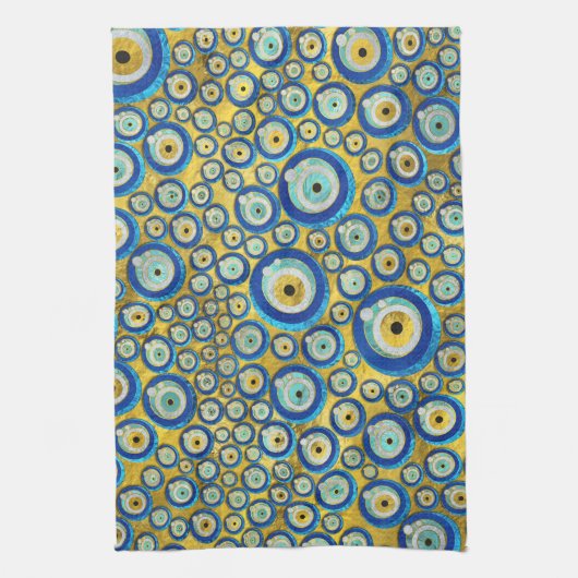 Grieks blauw glazen flessenoog theedoek (Verticaal)