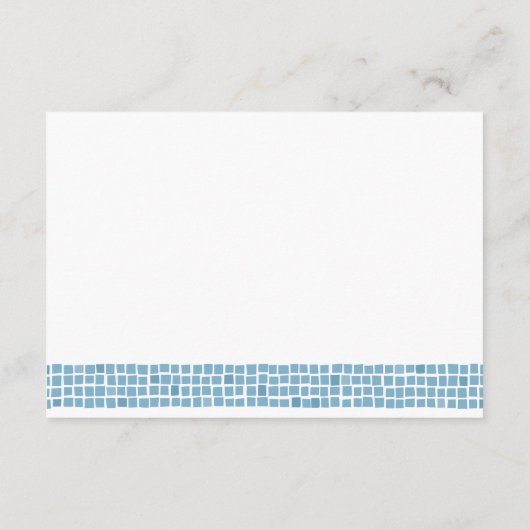 Grieks blauw tegel lijst eenvoudige bestemming bru informatiekaartje (Achterkant)