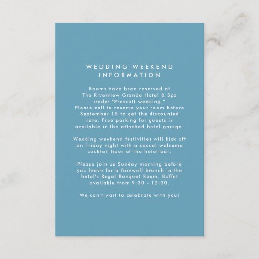 Grieks blauw tegel lijst eenvoudige bestemming bru informatiekaartje (Voorkant)