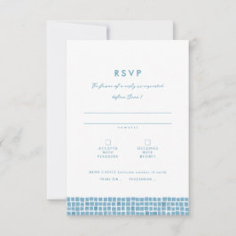 Grieks blauw tegel lijst eenvoudige bestemming bru RSVP kaartje