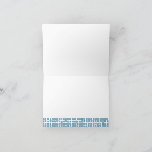 Grieks blauw tegel lijst eenvoudige elegante bruil bedankkaart (Binnen)