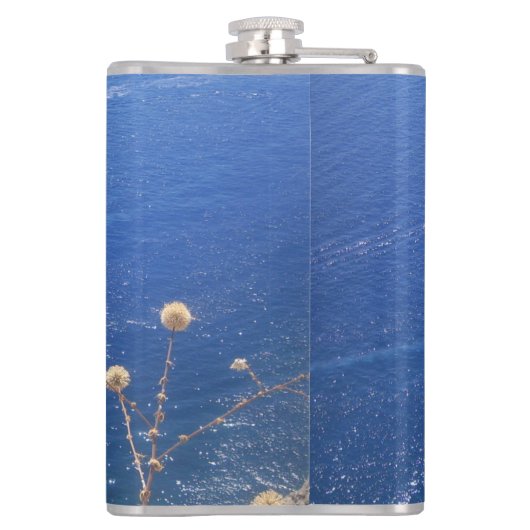 Grieks blauw Zee Heupfles (Achterkant)