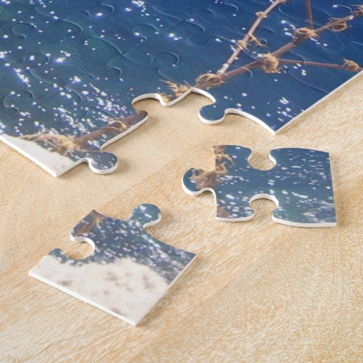 Grieks blauw Zee Jigzaag Puzzle Legpuzzel (Zijkant)