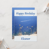 Grieks blauw Zee Vat Birthday Kaart (Voorkant / Achterkant in situ)