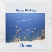 Grieks blauw Zee Wijn Etiket (Enkel label)