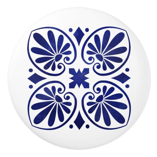 Grieks Bloeiend Ornament Keramische Knop (Voorkant)