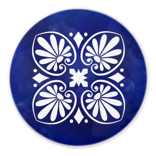 Grieks Bloeiend Ornament Keramische Knop (Voorkant)