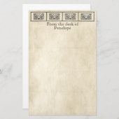 Grieks Bloemen Border Perkament met Naam Briefpapier (Voorkant / Achterkant)