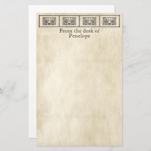  Grieks Bloemen Border Perkament met Naam Briefpapier (Voorkant / Achterkant)