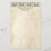 Grieks Bloemen Border Perkament met Naam Briefpapier (Voorkant)