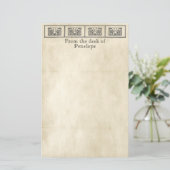  Grieks Bloemen Border Perkament met Naam Briefpapier (Staand voorkant)