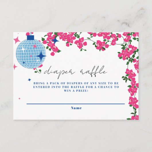Grieks Bougainvillea baby shower Luier Raffle Informatiekaartje (Voorkant)