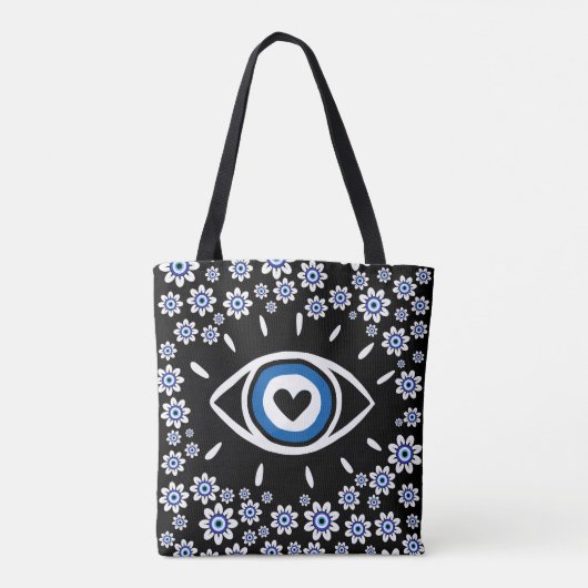 Grieks boze ogen Hamsa Vibes Nazar Amulet Modern Tote Bag (Achterkant)