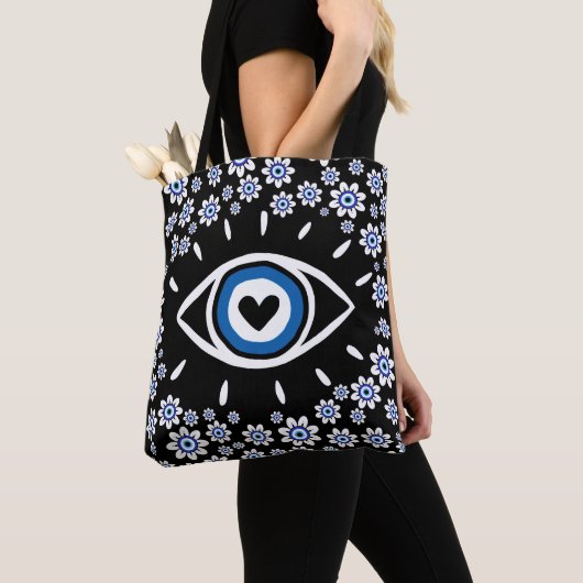 Grieks boze ogen Hamsa Vibes Nazar Amulet Modern Tote Bag (Dichtbij)