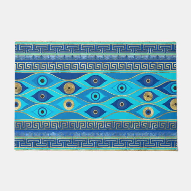 Grieks boze oog en Griekse sleutelversiering Deurmat (Voorkant)