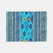Grieks boze oog en Griekse sleutelversiering Fleece Deken (Voorkant (Horizontaal))