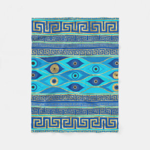 Grieks boze oog en Griekse sleutelversiering Fleece Deken
