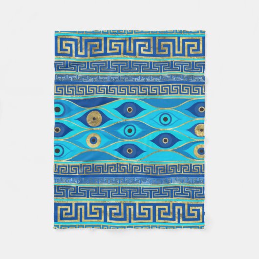 Grieks boze oog en Griekse sleutelversiering Fleece Deken (Voorkant)