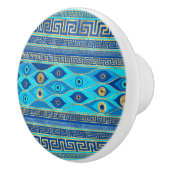 Grieks boze oog en Griekse sleutelversiering Keramische Knop (Rechts)