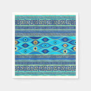 Grieks boze oog en Griekse sleutelversiering Servet