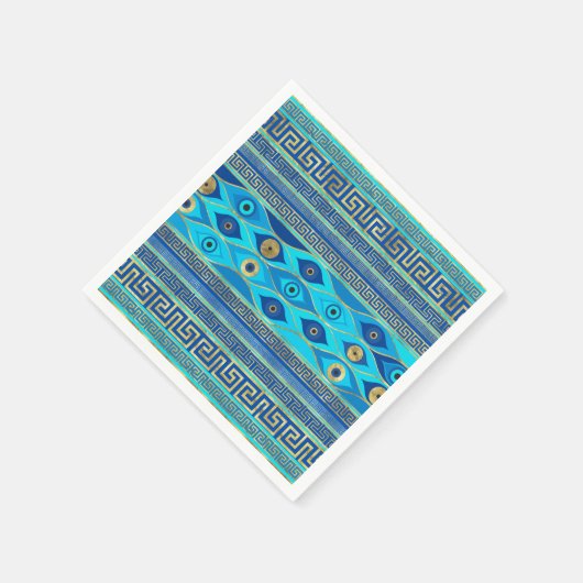 Grieks boze oog en Griekse sleutelversiering Servet (Hoek)