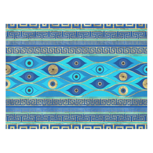 Grieks boze oog en Griekse sleutelversiering Tafelkleed (Voorkant (Horizontaal))