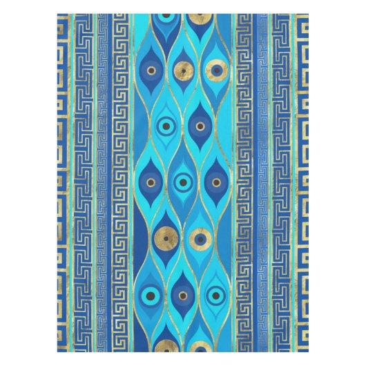 Grieks boze oog en Griekse sleutelversiering Tafelkleed (Voorkant)