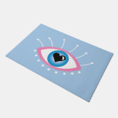 Grieks boze oog met rode rode rode rode roze deurmat (Schuin)