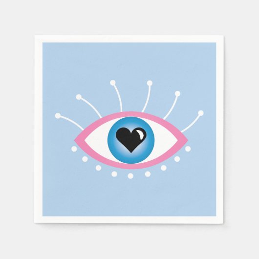 Grieks boze oog met rode rode rode rode roze servet (Voorkant)