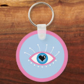 Grieks boze oog met rode rode rode rode roze sleutelhanger (Achterkant)