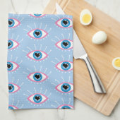 Grieks boze oog met rode rode rode rode roze theedoek (Quarter Fold)