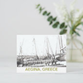GRIEKS BRIEFKAART~MAN, BOAT EN VASTEN OP AEGINA BRIEFKAART (Staand voorkant)