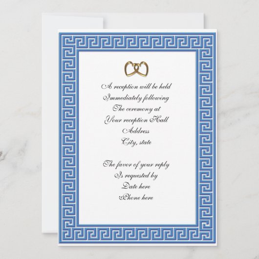 Grieks bruiloft uitnodiging Blauwe rozen (Achterkant)