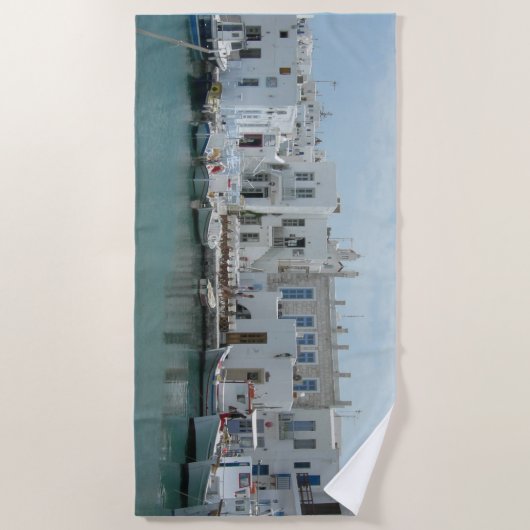 Grieks Cyclades Gevist dorp strandlaken (Voorkant)