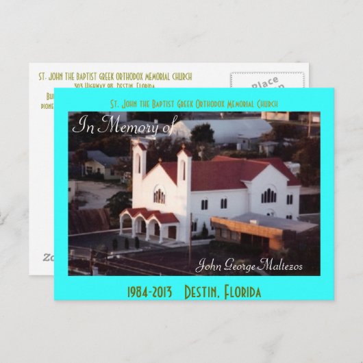 Grieks Destin St. John's Church Aerial Briefkaart (Voorkant / Achterkant)