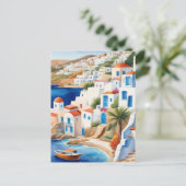 Grieks dorp bij het Zee, Griekenland Travel Souven Briefkaart (Staand voorkant)