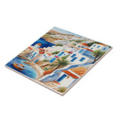 Grieks dorp bij het Zee, Griekenland Travel Souven Tegeltje (Zijkant)