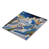 Grieks dorp op de heuvel met windmolen - Griekenla Tegeltje (Zijkant)