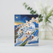 Grieks dorp op heuvel met windmolen - Griekenland Briefkaart (Staand voorkant)
