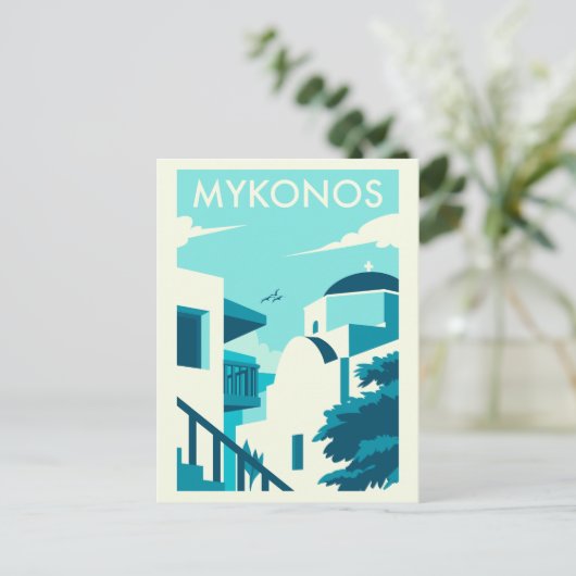 Grieks Egeïsch eiland Mykonos Poster Briefkaart (Staand voorkant)